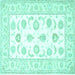 Square Oriental Turquoise Traditional Rug, tr4654turq
