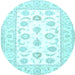 Round Oriental Light Blue Traditional Rug, tr4654lblu