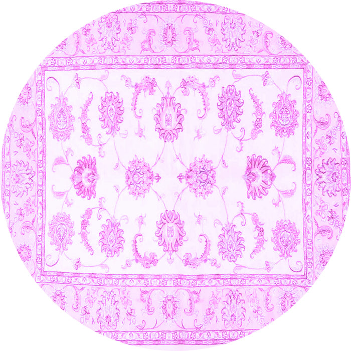 Round Machine Washable Oriental Purple Traditional Area Rugs, wshtr4654pur