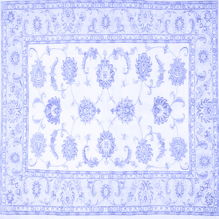 Square Oriental Blue Traditional Rug, tr4654blu