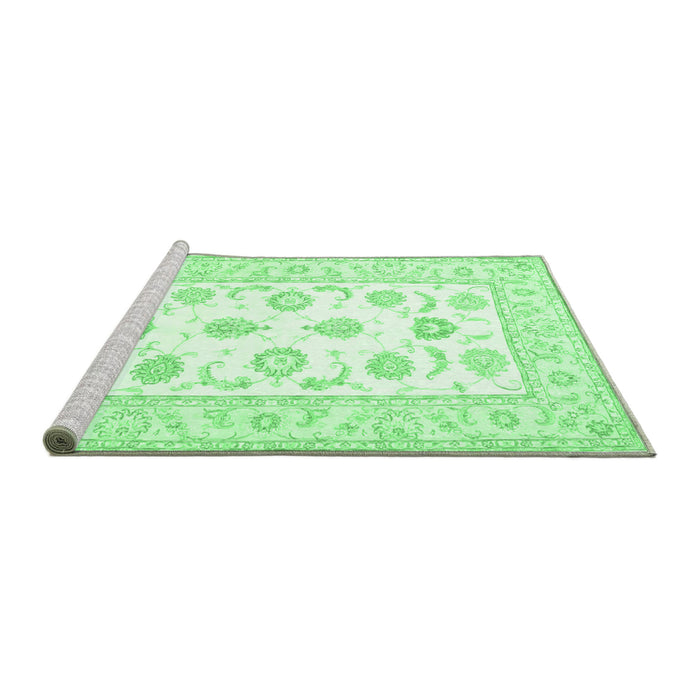 Sideview of Machine Washable Oriental Emerald Green Traditional Area Rugs, wshtr4654emgrn