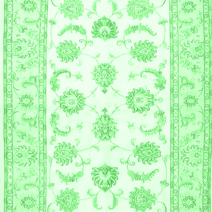Machine Washable Oriental Emerald Green Traditional Area Rugs, wshtr4654emgrn