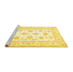 Sideview of Machine Washable Oriental Yellow Traditional Rug, wshtr4654yw