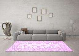 Machine Washable Oriental Purple Traditional Area Rugs in a Living Room, wshtr4654pur