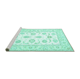 Sideview of Machine Washable Oriental Turquoise Traditional Area Rugs, wshtr4654turq