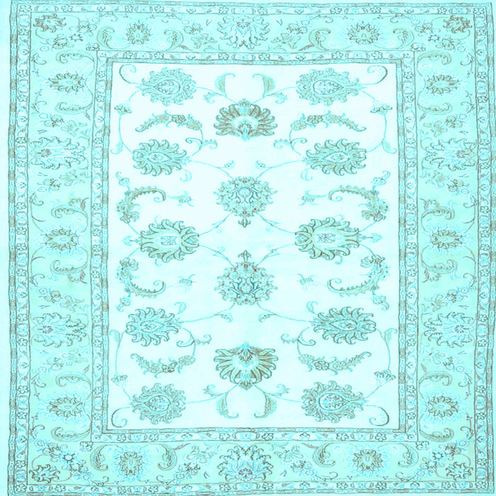 Square Machine Washable Oriental Light Blue Traditional Rug, wshtr4654lblu