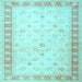 Square Machine Washable Oriental Light Blue Traditional Rug, wshtr4655lblu