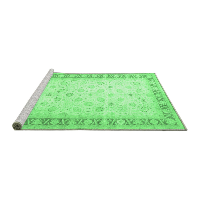 Sideview of Machine Washable Oriental Emerald Green Traditional Area Rugs, wshtr4655emgrn