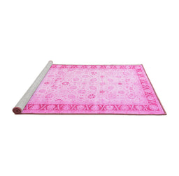 Sideview of Machine Washable Oriental Pink Traditional Rug, wshtr4655pnk