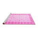 Sideview of Machine Washable Oriental Pink Traditional Rug, wshtr4655pnk