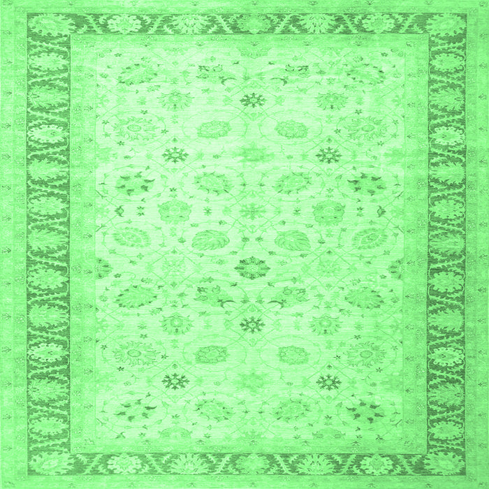 Square Machine Washable Oriental Emerald Green Traditional Area Rugs, wshtr4655emgrn