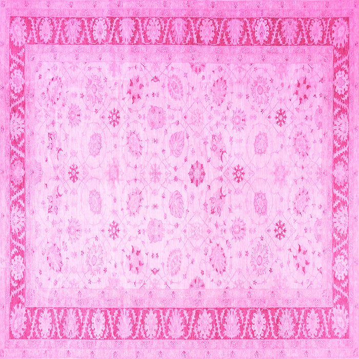 Square Oriental Pink Traditional Rug, tr4655pnk