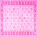 Square Oriental Pink Traditional Rug, tr4655pnk