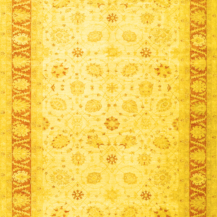 Machine Washable Oriental Yellow Traditional Rug, wshtr4655yw