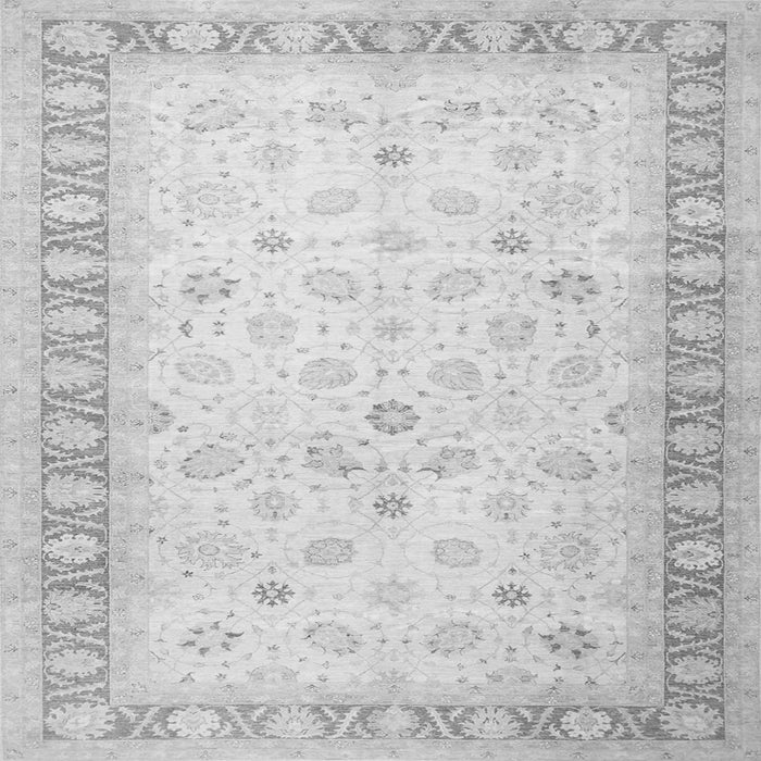Round Machine Washable Oriental Gray Traditional Rug, wshtr4655gry