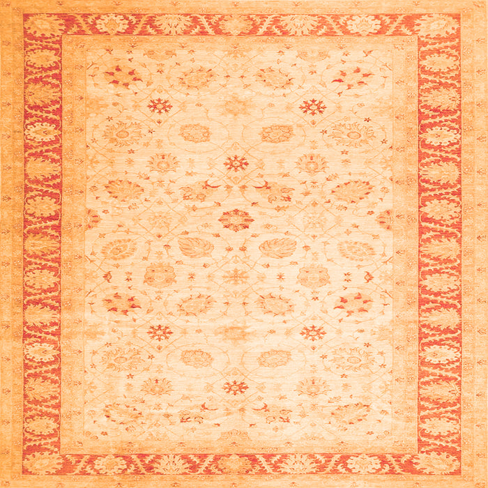 Round Machine Washable Oriental Orange Traditional Area Rugs, wshtr4655org