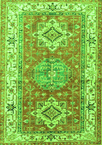 Geometric Green Traditional Rug, tr4656grn