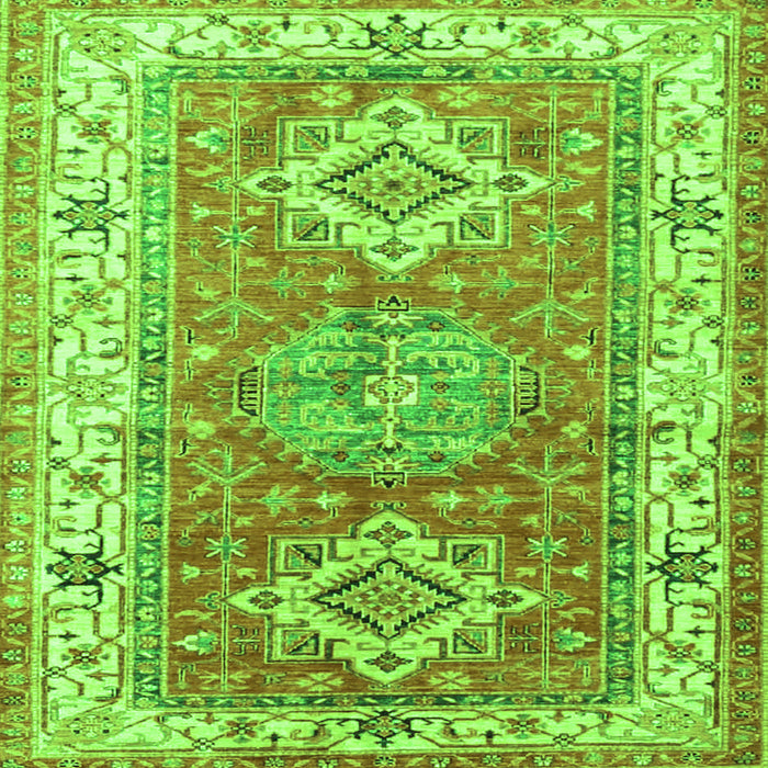Round Machine Washable Geometric Green Traditional Area Rugs, wshtr4656grn