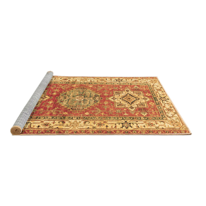 Sideview of Machine Washable Geometric Brown Traditional Rug, wshtr4656brn