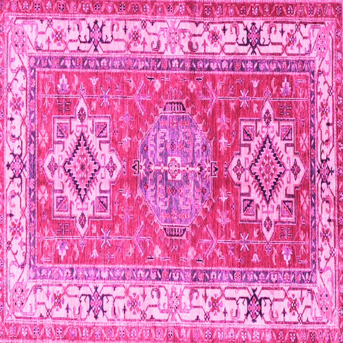 Square Machine Washable Geometric Pink Traditional Rug, wshtr4656pnk