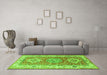 Machine Washable Geometric Green Traditional Area Rugs in a Living Room,, wshtr4656grn