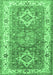 Machine Washable Geometric Emerald Green Traditional Area Rugs, wshtr4656emgrn