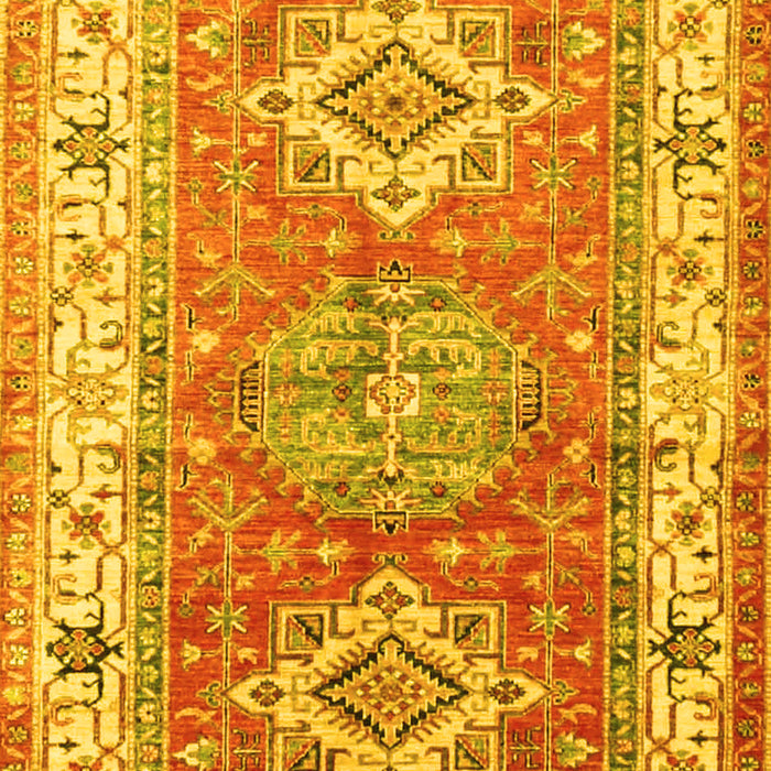 Machine Washable Geometric Yellow Traditional Rug, wshtr4656yw