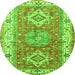 Square Geometric Green Traditional Rug, tr4656grn