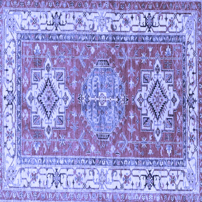 Square Machine Washable Geometric Blue Traditional Rug, wshtr4656blu