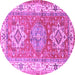 Round Geometric Purple Traditional Rug, tr4656pur