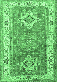 Geometric Emerald Green Traditional Rug, tr4656emgrn