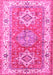 Machine Washable Geometric Pink Traditional Rug, wshtr4656pnk