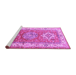 Sideview of Machine Washable Geometric Purple Traditional Area Rugs, wshtr4656pur