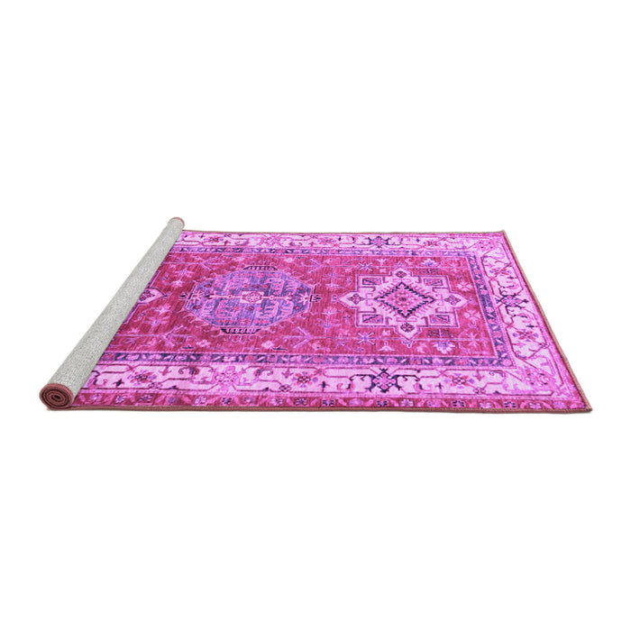 Sideview of Machine Washable Geometric Purple Traditional Area Rugs, wshtr4656pur