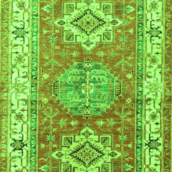 Serging Thickness of Machine Washable Geometric Green Traditional Area Rugs, wshtr4656grn