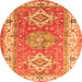 Machine Washable Geometric Orange Traditional Area Rugs, wshtr4656org