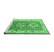 Sideview of Machine Washable Geometric Emerald Green Traditional Area Rugs, wshtr4656emgrn