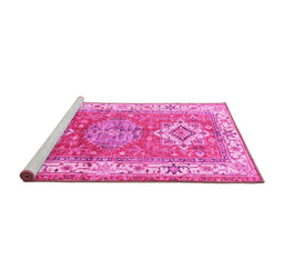 Sideview of Machine Washable Geometric Pink Traditional Rug, wshtr4656pnk