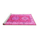 Sideview of Machine Washable Geometric Pink Traditional Rug, wshtr4656pnk
