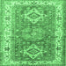 Square Geometric Emerald Green Traditional Rug, tr4656emgrn