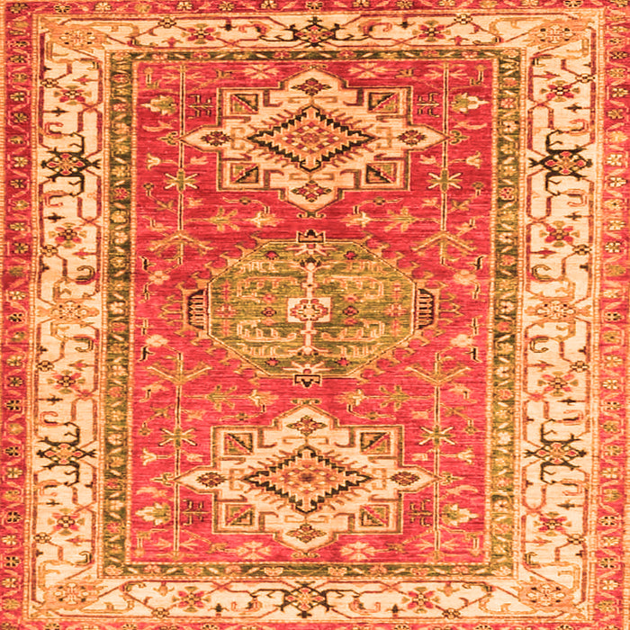 Round Machine Washable Geometric Orange Traditional Area Rugs, wshtr4656org