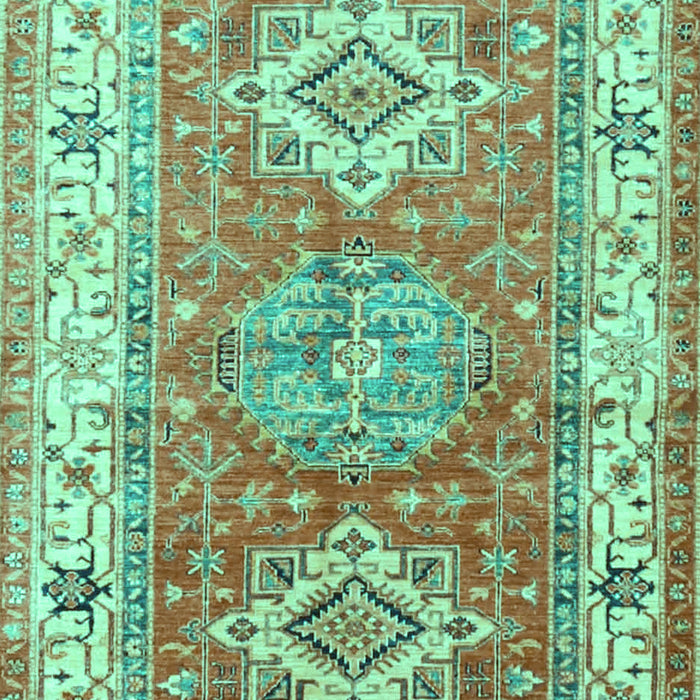 Geometric Turquoise Traditional Rug, tr4656turq