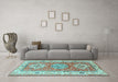 Machine Washable Geometric Light Blue Traditional Rug in a Living Room, wshtr4656lblu