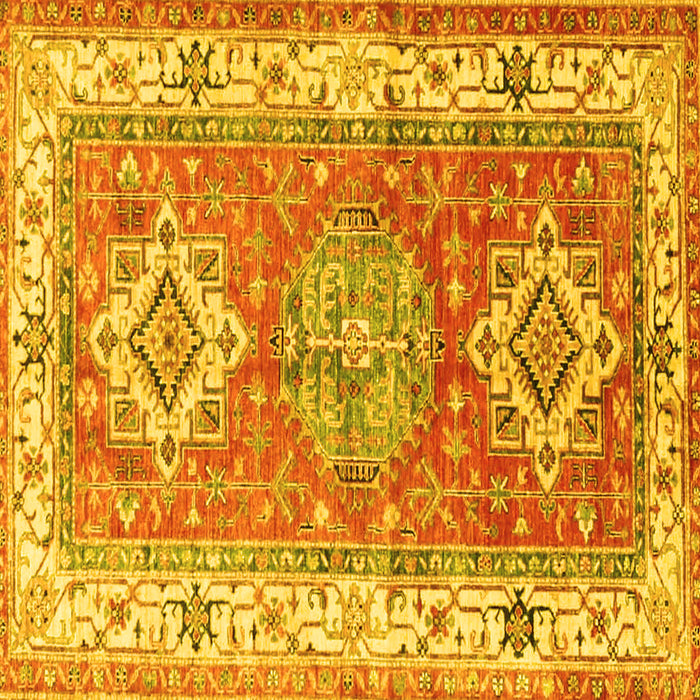 Square Geometric Yellow Traditional Rug, tr4656yw