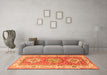 Machine Washable Geometric Orange Traditional Area Rugs in a Living Room, wshtr4656org