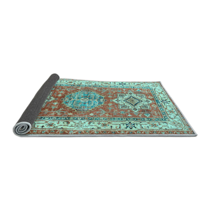 Sideview of Geometric Light Blue Traditional Rug, tr4656lblu