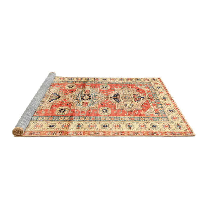 Sideview of Machine Washable Traditional Orange Rug, wshtr4657
