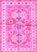 Machine Washable Geometric Pink Traditional Rug, wshtr4657pnk