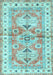 Machine Washable Geometric Light Blue Traditional Rug, wshtr4657lblu