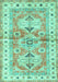 Geometric Turquoise Traditional Rug, tr4657turq